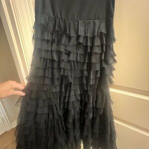 Elegant Black A-Line Ruffled Skirt